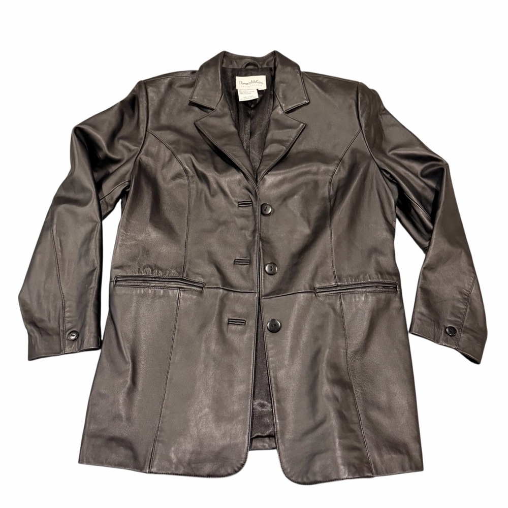 Women's Oversized Black Leather Jacket M tag size but could fit L